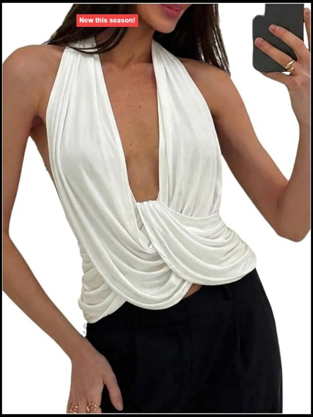 Women's Cowl Neck Halter Tank Top Sleeveless High Stretch Party Top